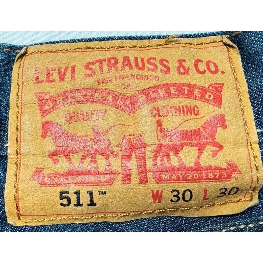 Levis 511 Men's Dark Wash Slim Fit Straight Leg Blue Denim Jeans - Size 29x27.5*